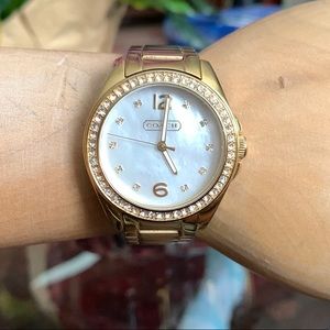 Coach Gold Women's Watch with Mother of Pearl Dial